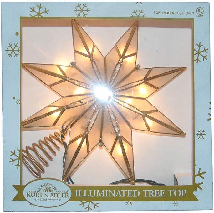 Kurt Adler 9-Inch 10-Light 8-Point Gold Capiz Star Treetop