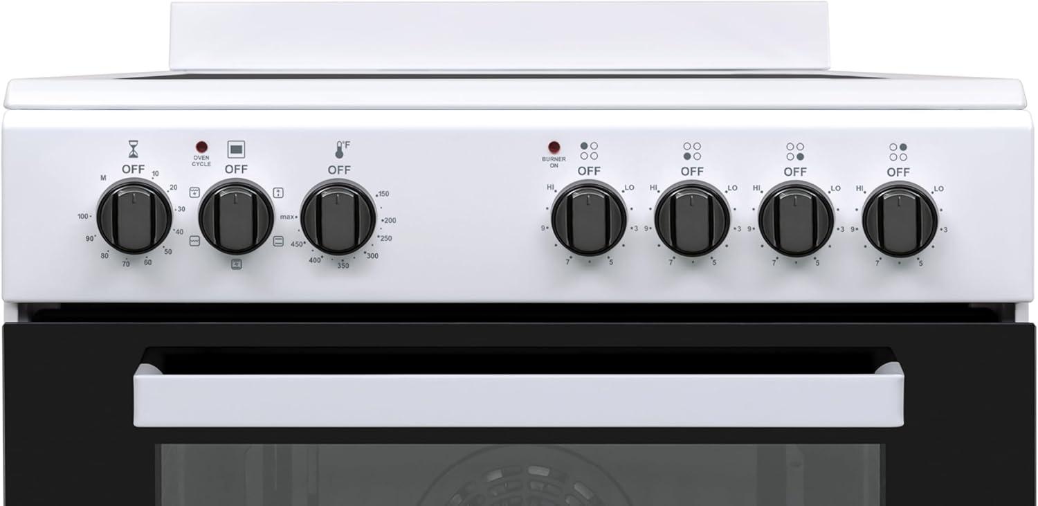 Premium Levella PREV2405VW 24" Vitroceramic Cooktop Electric Range with 4 Burners and 2.4 Cu. Ft. Single Convection Oven - White