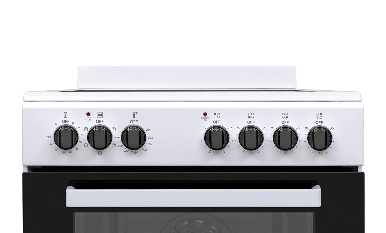 Premium Levella PREV2405VW 24" Vitroceramic Cooktop Electric Range with 4 Burners and 2.4 Cu. Ft. Single Convection Oven - White