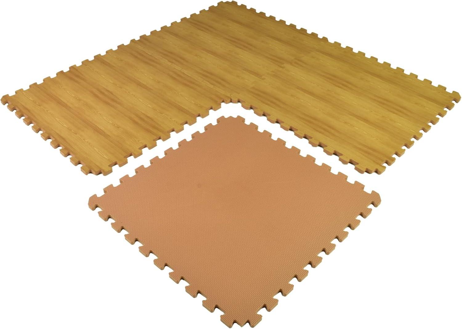 Greatmats Wood Grain Interlocking Wood Look Reversible Foam Tiles 1/2 Inch x 2x2 Ft. Light Wood/Tan 15 Pack