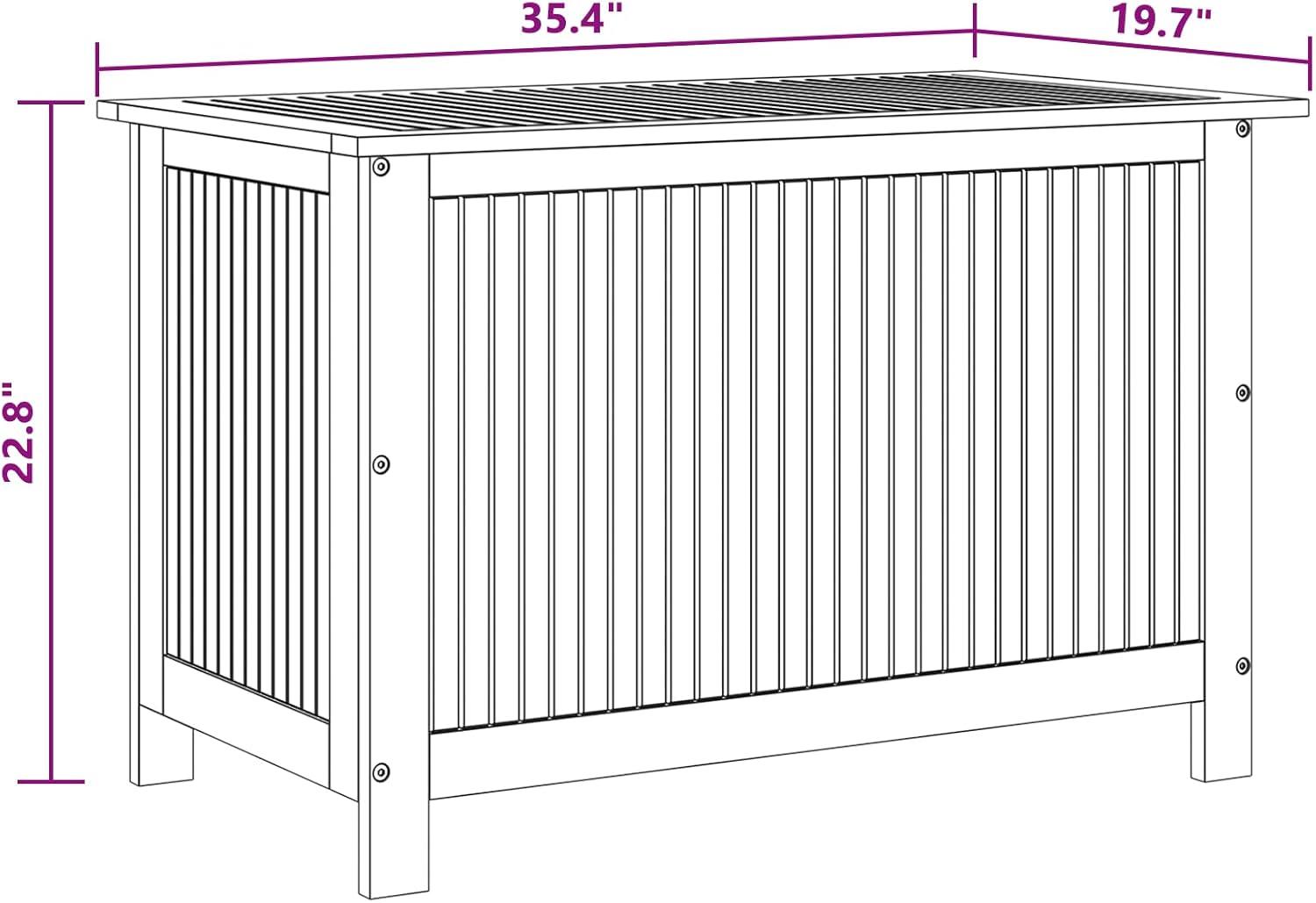 vidaXL Patio Storage Box 35.4Inchx19.7Inchx22.8Inch Solid Acacia Wood