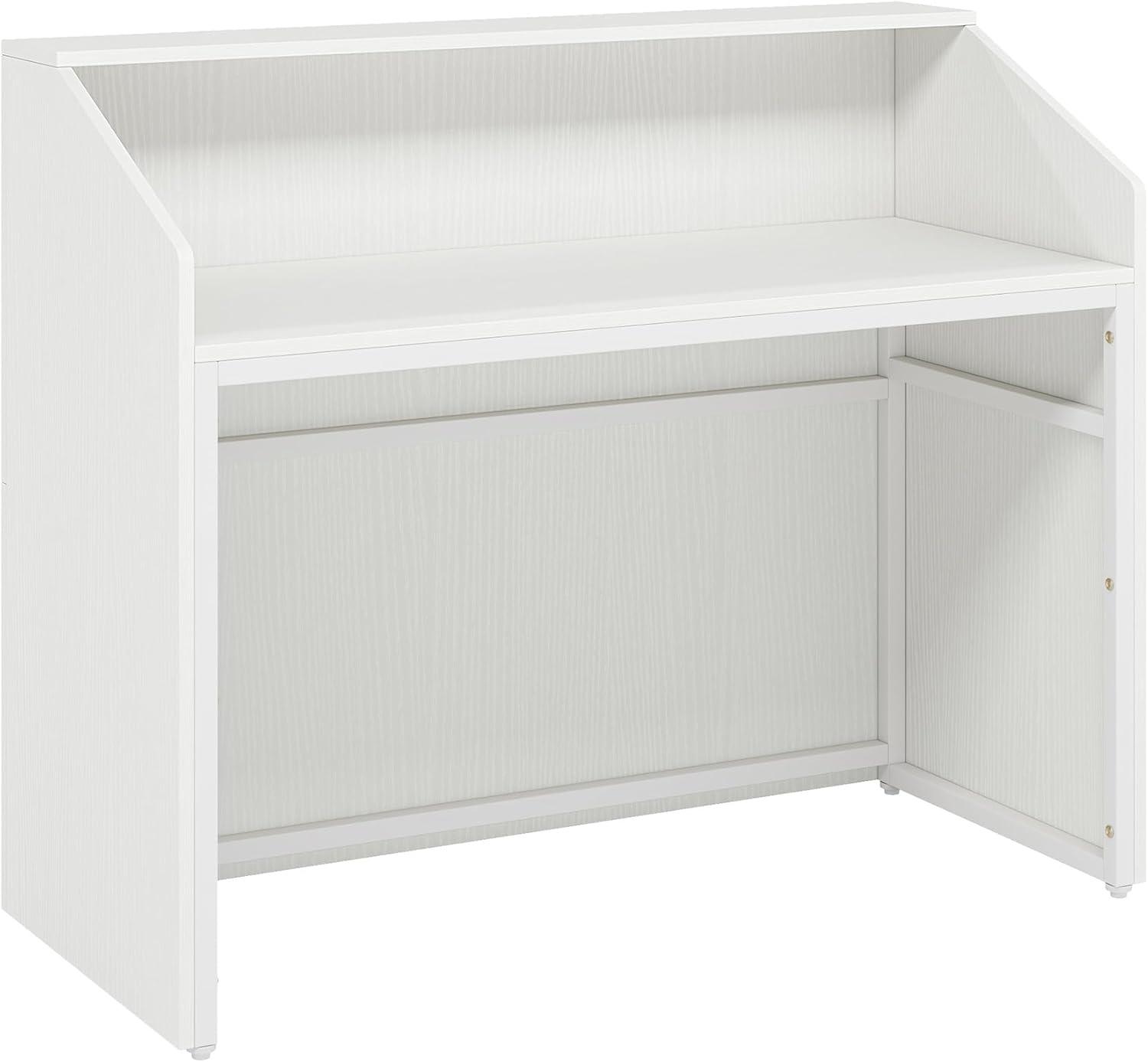 Tribesigns Modern Reception Desk, Front Counter Desk with Open Shelves, for Lobby, Beauty Salon, White