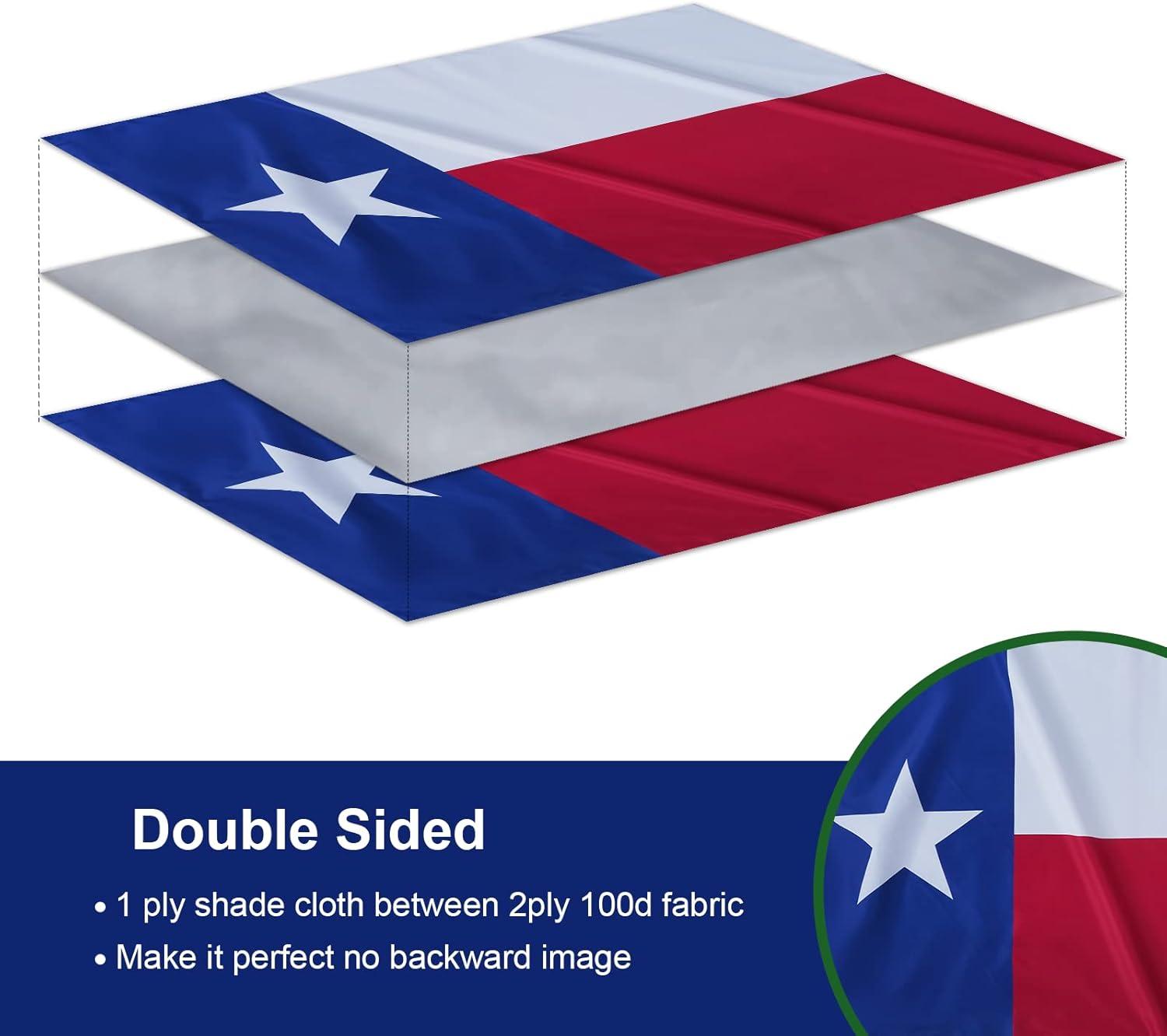 Texas Flag Sleeved TX State Flags 3x5 Outdoor Embroidered Star Heavy Duty Nylon Sleeve with Vivid Color