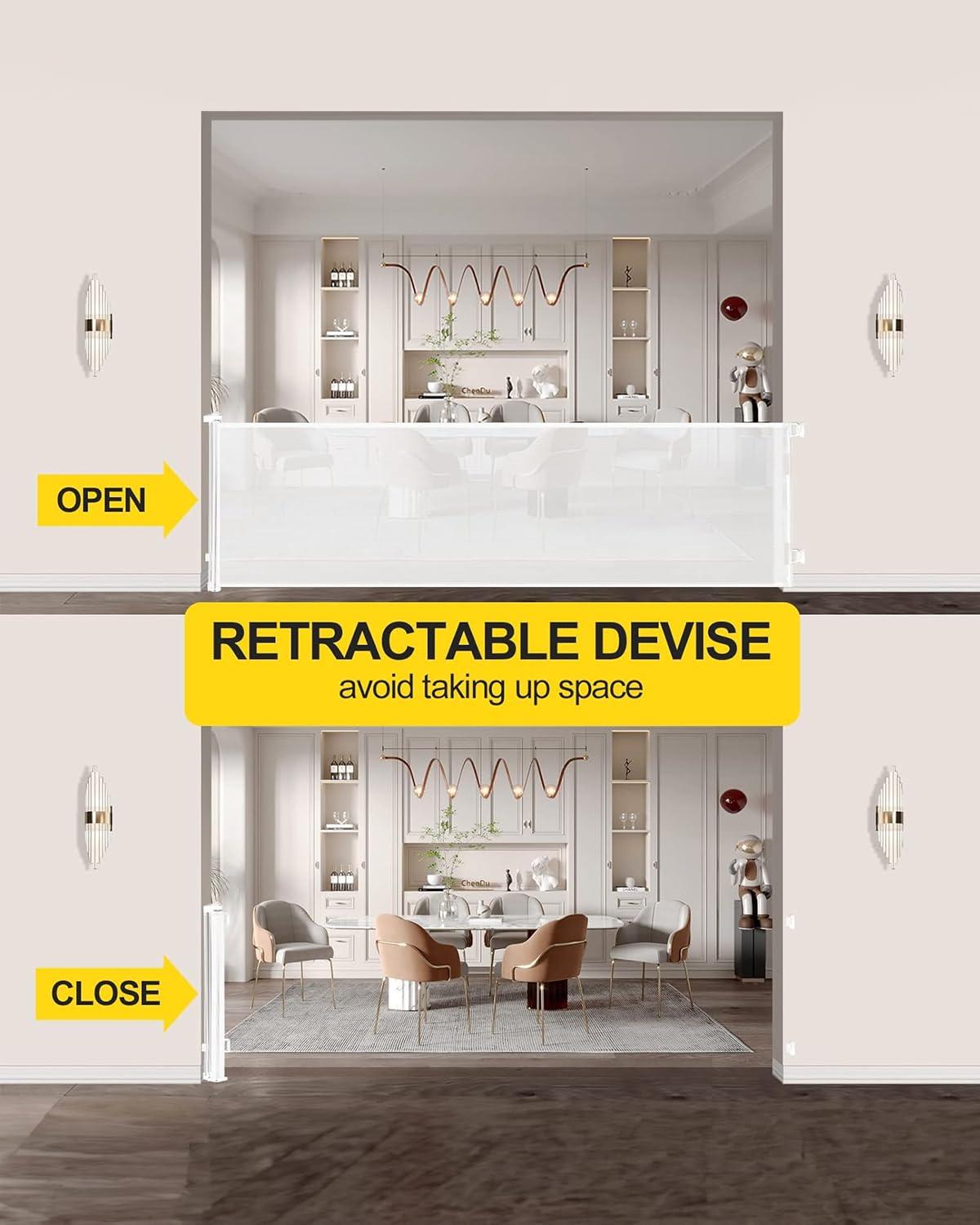 Tucker Murphy Pet™ 168 Inch Extra Wide Retractable Baby Gate,mesh Large Baby Gate Or Mesh Pet Dog Gate, Opening Wide Extra Long Child Safety Gate For Indoor, Outdoor, Stairs, Deck(33"x168")