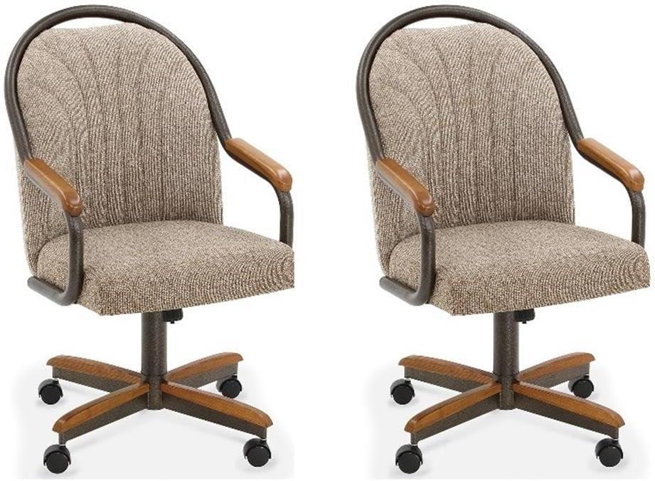 Chromcraft Douglas Swivel Dining Chair in Chestnut and Texture Bronze (Set of 2)