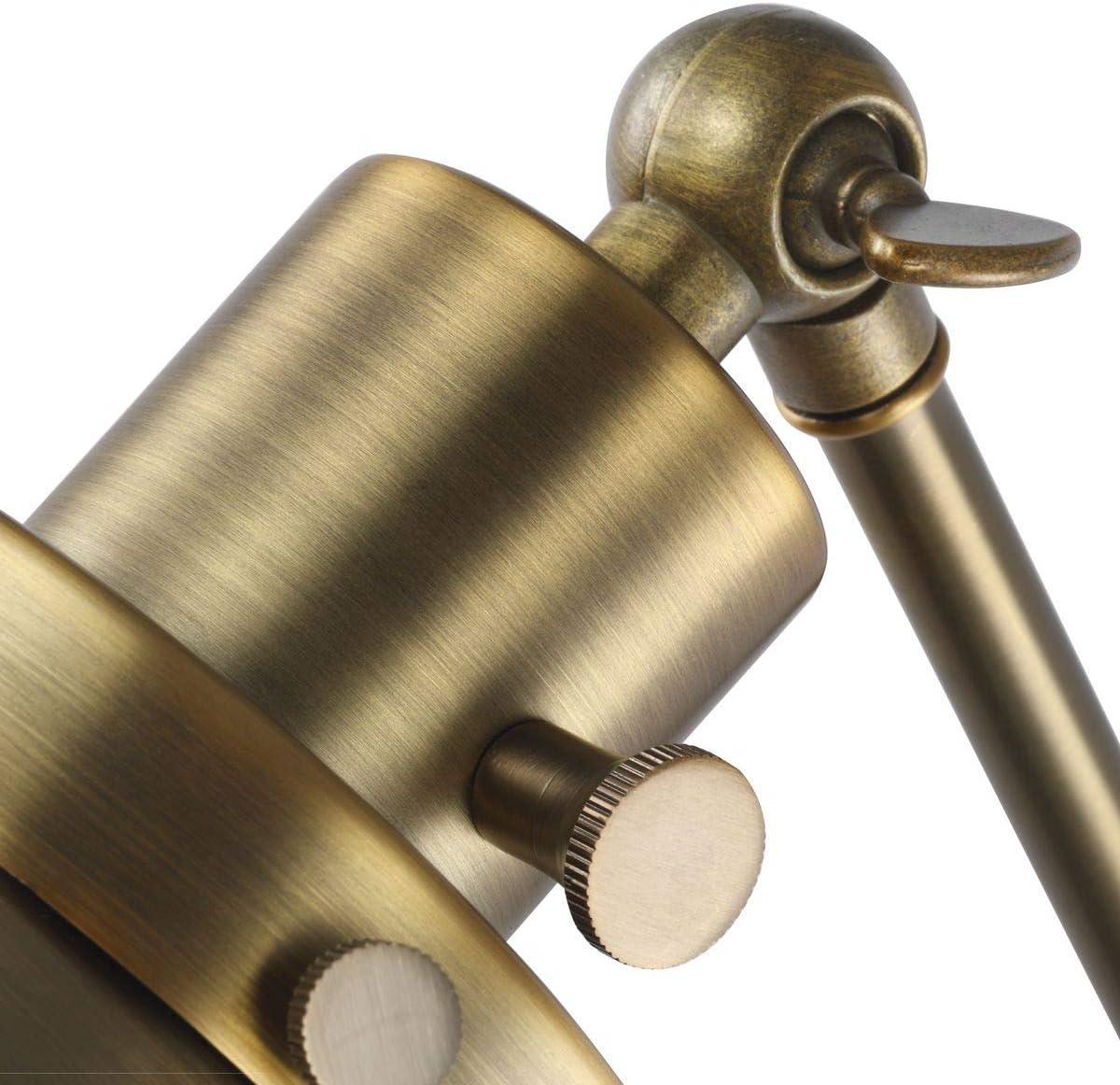 Hinton Nickel Swing Arm Wall Light with Vintage Brass Finish