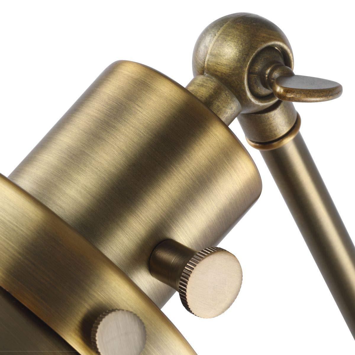 Progress Lighting Hinton 1-Light Swing Arm Wall Bracket, Vintage Brass, Metal Shade