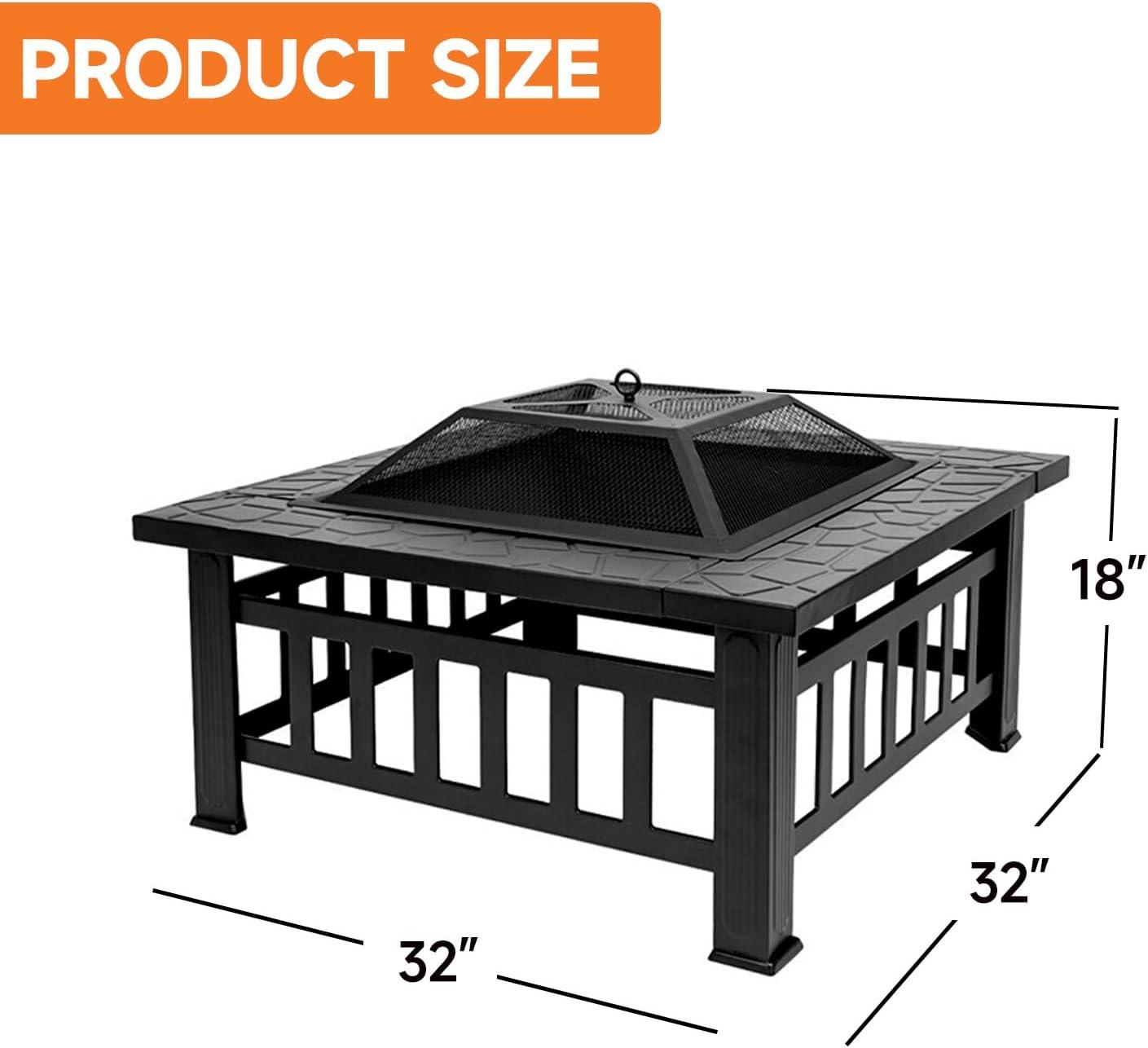 32'' Square Steel Fire Pit Accessory