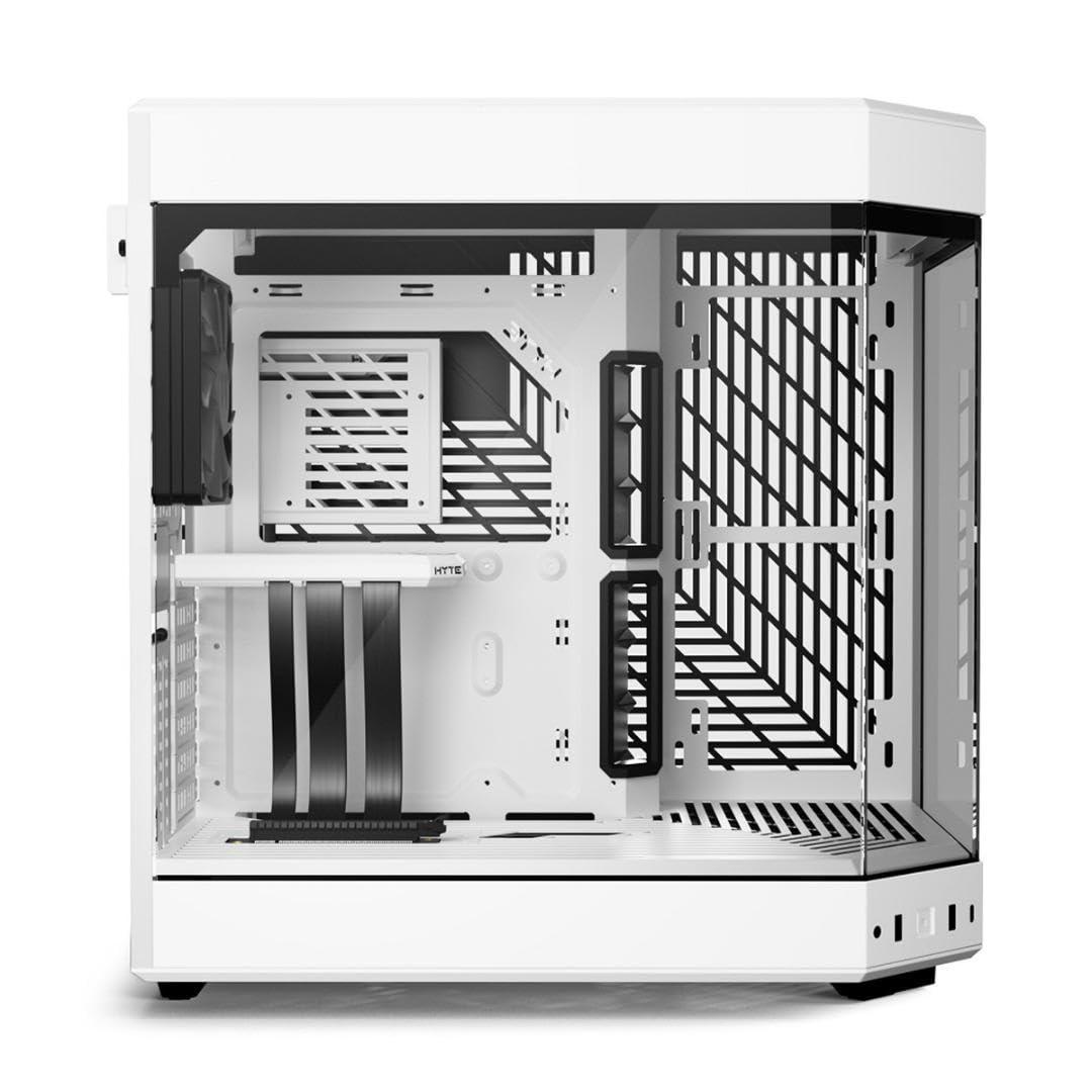 HYTE Y60 Modern Aesthetic Dual Chamber Panoramic Tempered Glass Mid-Tower ATX Computer Gaming Case with PCIe 4.0 Riser Cable Included, Snow White