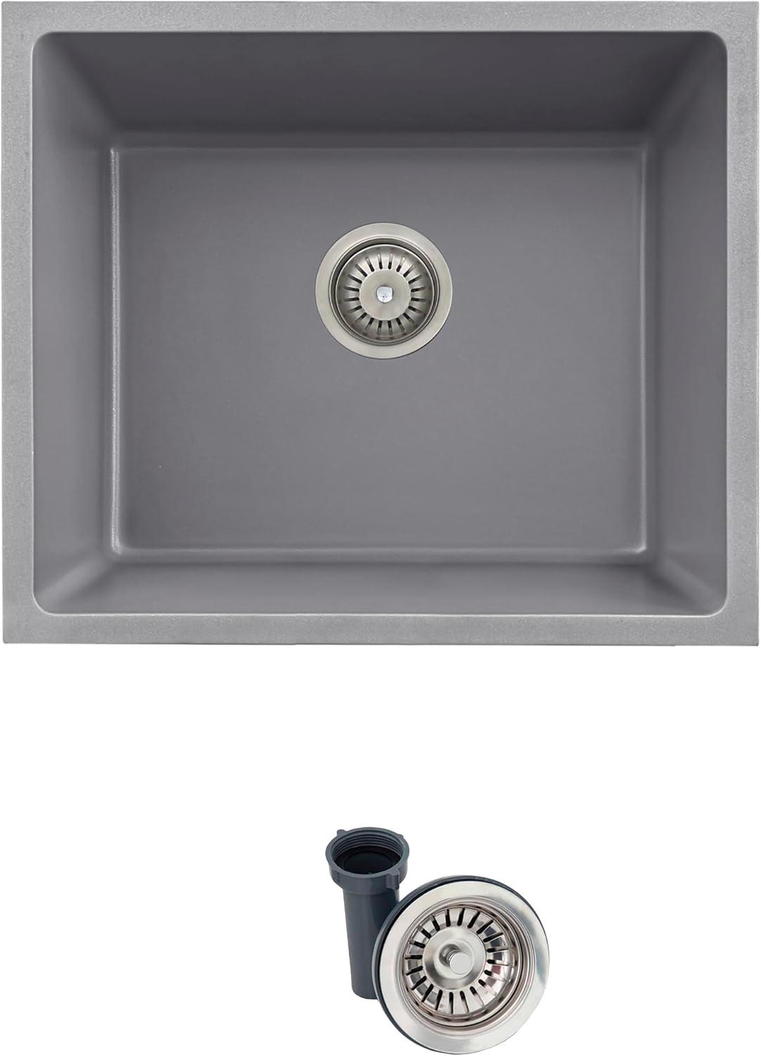 Pietra STYLISH Aspen Dual Mount 22" Single-Bowl Composite Granite Kitchen Sink with Strainer