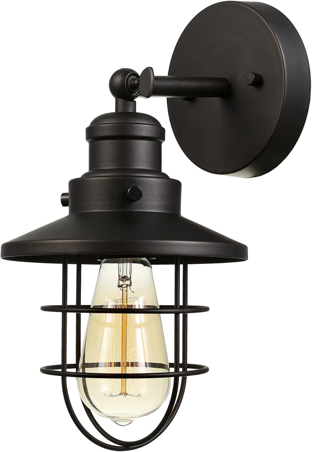 Beaufort Dark Bronze Industrial Wall Sconce with Cage Shade