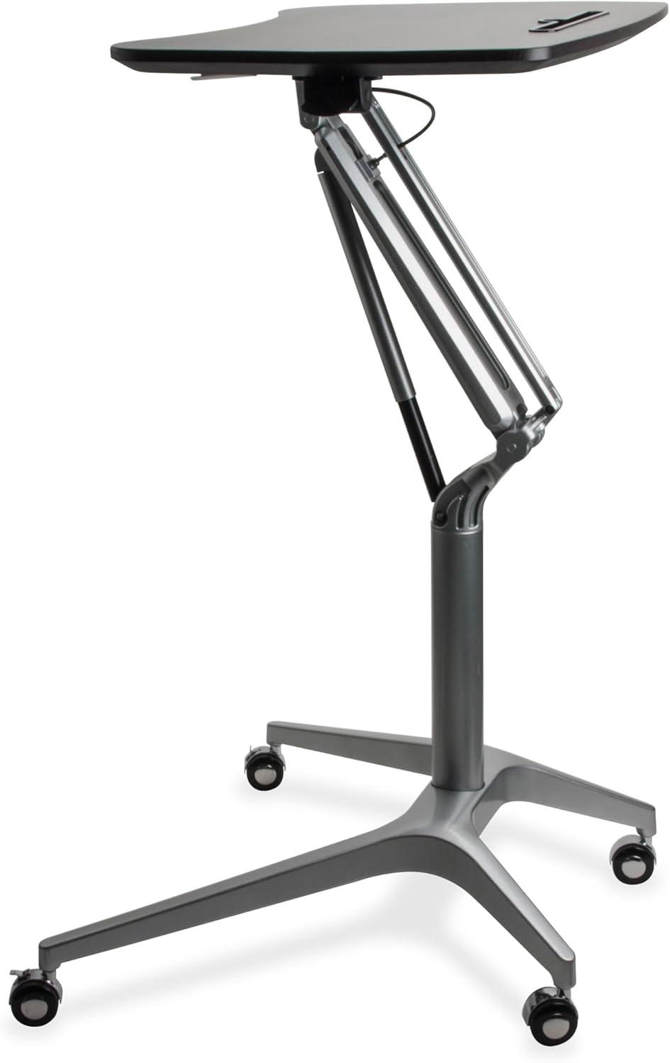 Lorell Black Laminate Top Mobile Laptop Caddy Black Rectangle Top - Powder Coated Base - 28.25" Table Top Width x 18.75" Table Top Depth - 41" Height - Assembly Required