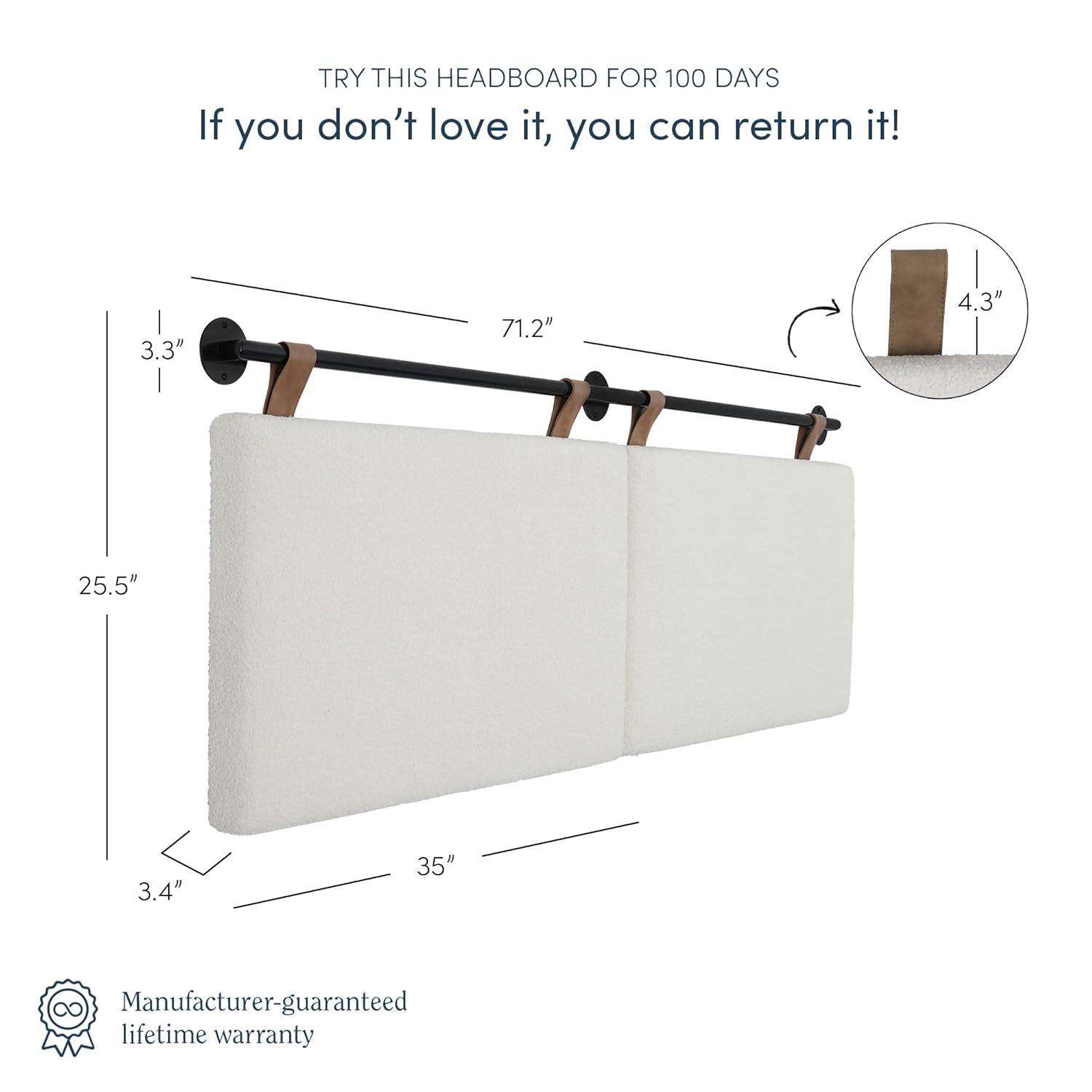 Nathan James King Upholstered Wall Mount Headboard Boucle: Elegant Dorm Room Accessory, Easy to Clean