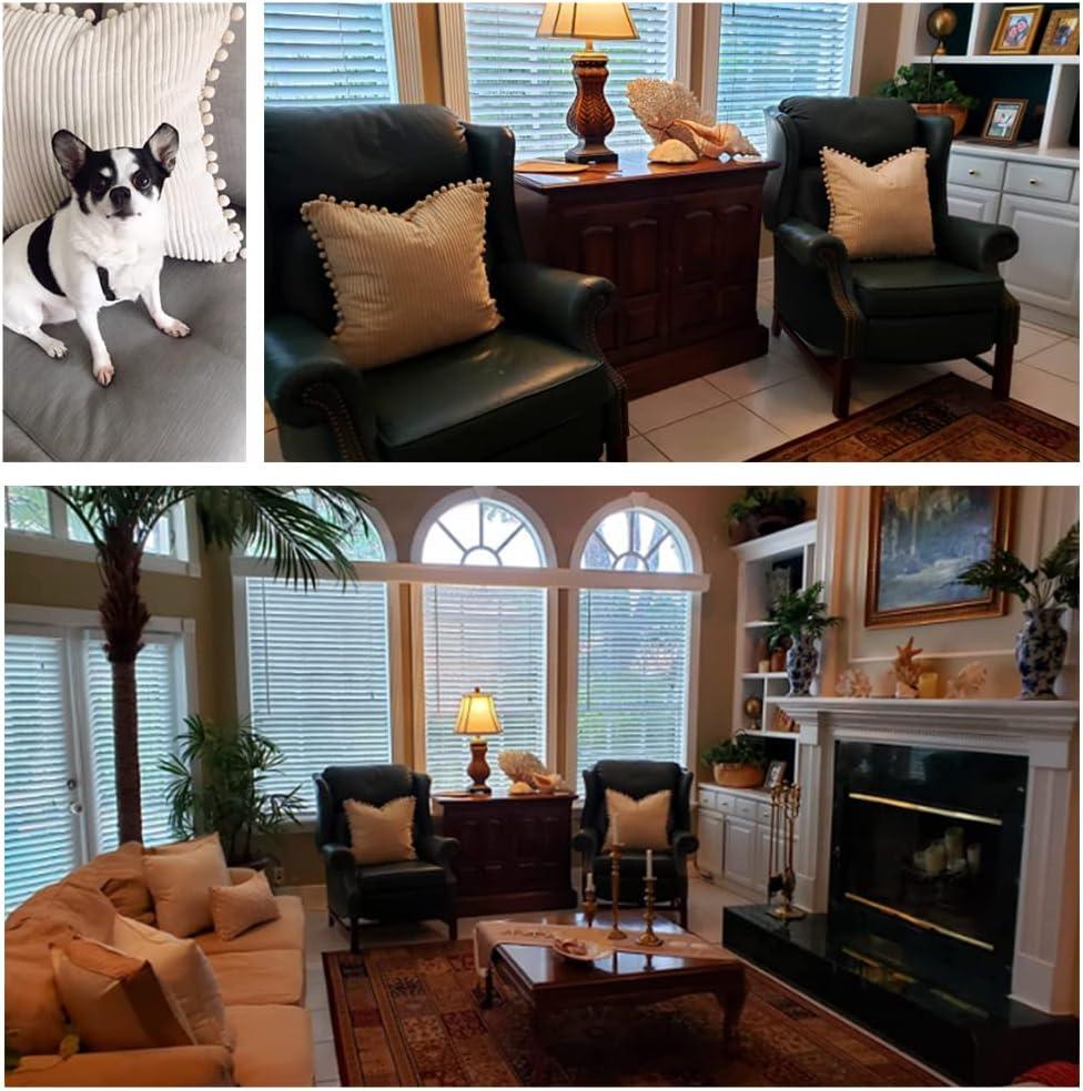 Fancy Homi 2 Packs Boho Decorative Throw Pillow Covers 18x18 Inch for Living Room Couch Bed Sofa, Rustic Modern Farmhouse Home Decor, Soft Corduroy Cream Square Cushion Case 45x45 cm