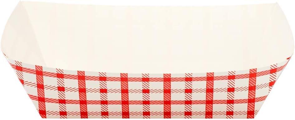 Karat [3 lb - 500 Pack] Paper Food Boat, White and Red Nacho Tray (FP-FT300G)