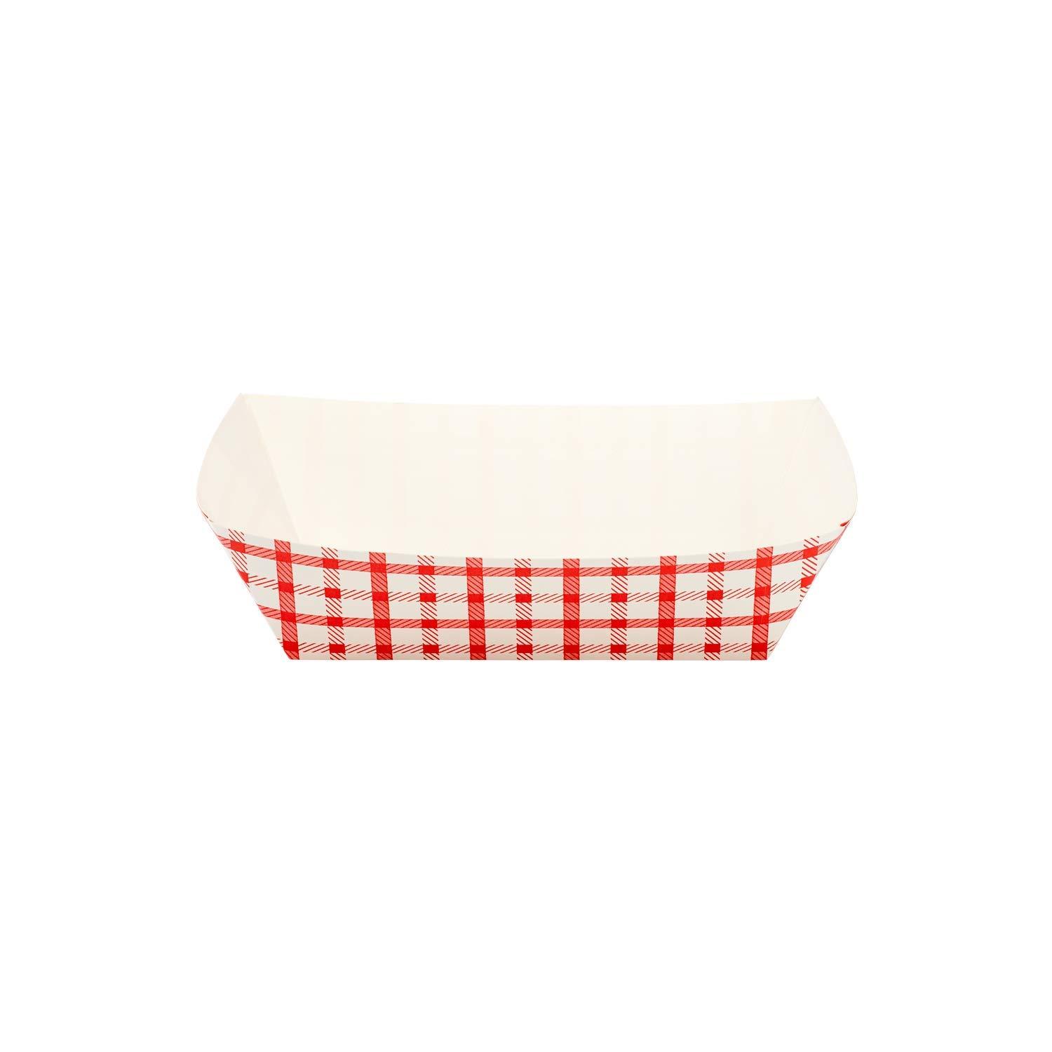 Karat [3 lb - 500 Pack] Paper Food Boat, White and Red Nacho Tray (FP-FT300G)