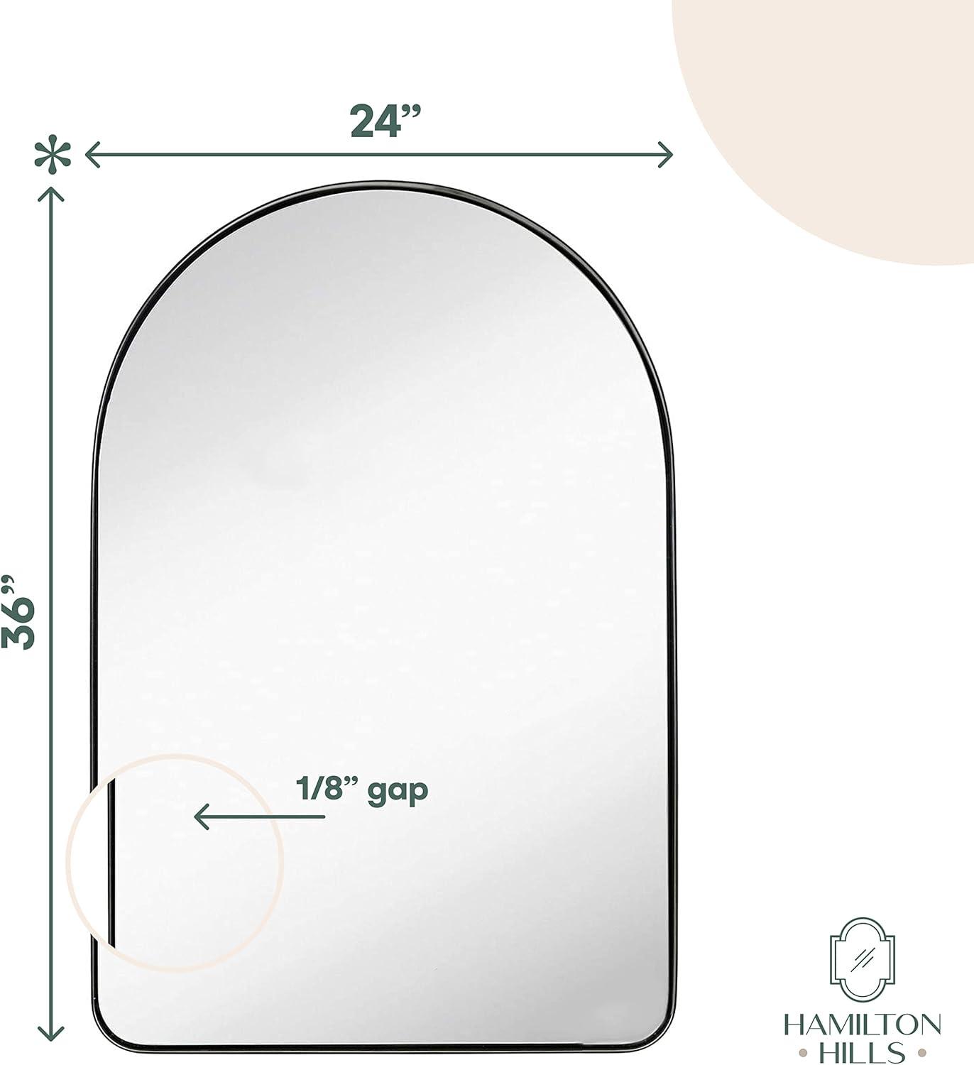 Hamilton Hills 24" x 36" Arched Top Corner Mirror with Black Frame