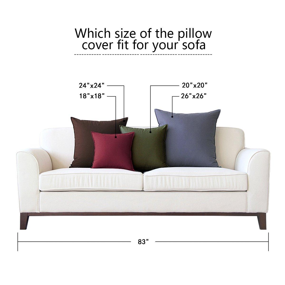 Jeanerlor Natural Cotton Linen Soft Soild Decorative Square Throw Pillow Covers Set Cushion Case for Sofa Bedroom Car24 x 24 Inch 60 x 60cm,Olive Green