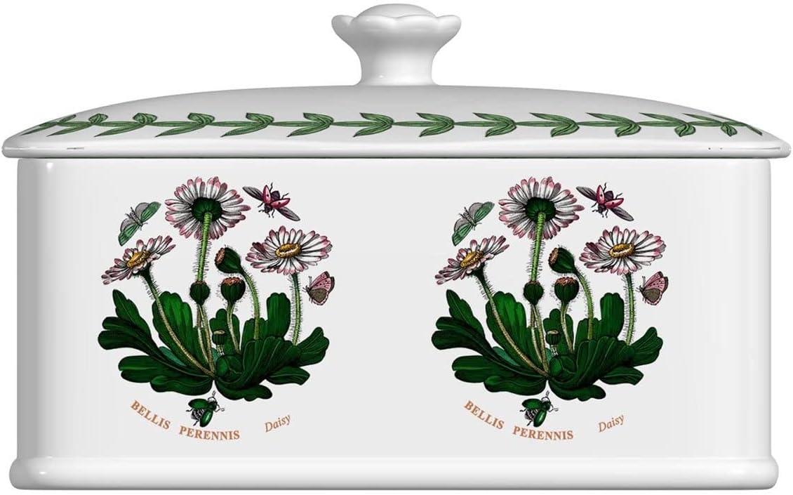 Portmeirion Botanic Garden 6" Butter Keeper with Knob Lid, Assorted Floral Motifs, Porcelain Butter Dish, Elegant Kitchen Storage Solution