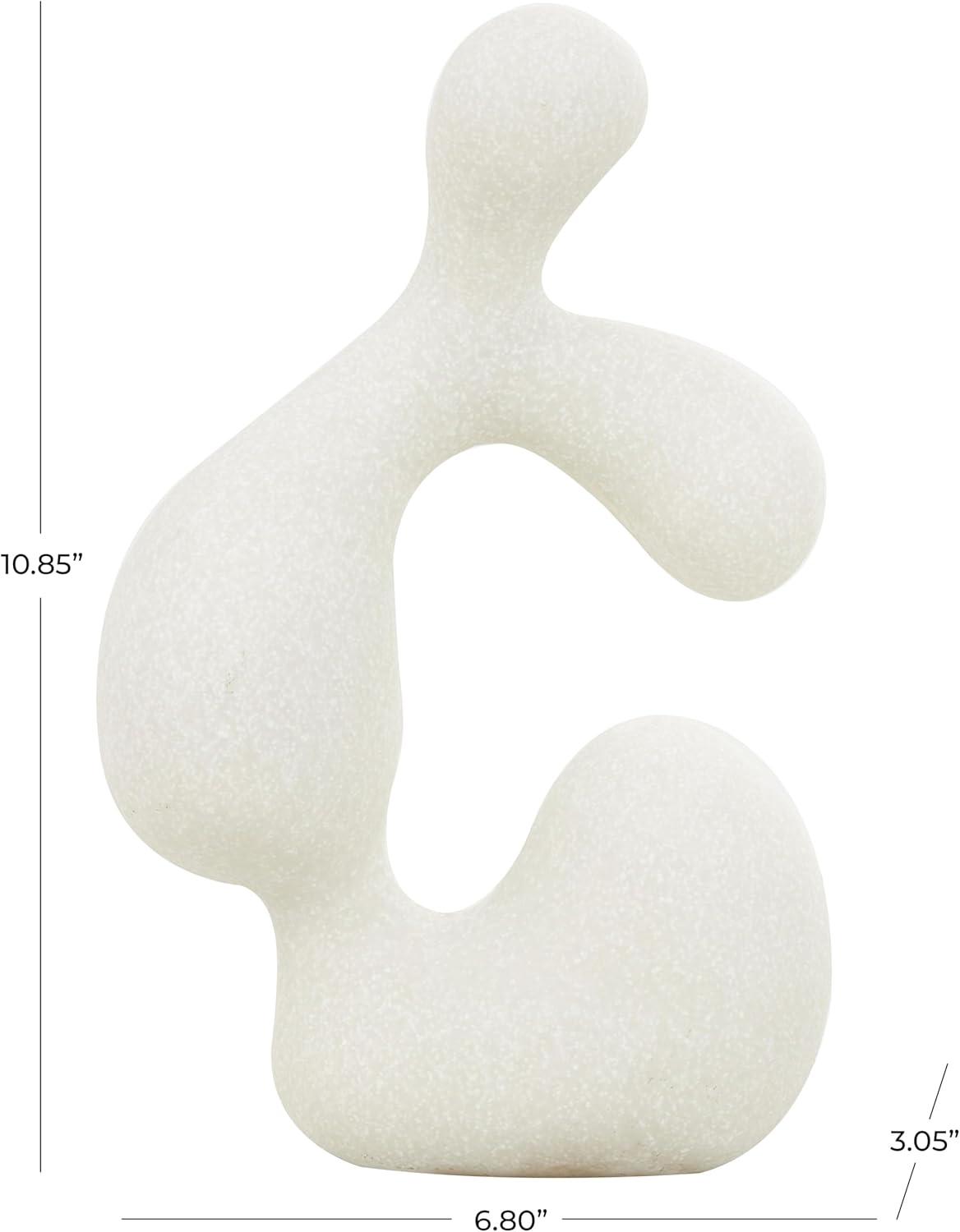 White Polystone Abstract Asymmetrical Decorative Sculpture