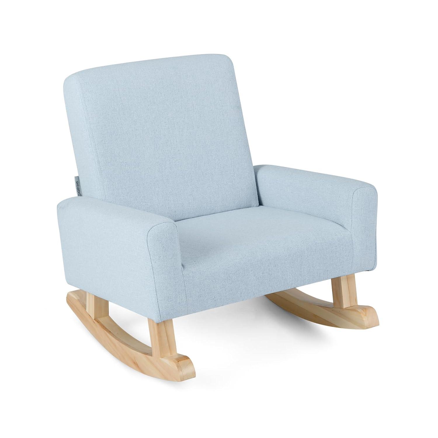 Infans Kids Rocking Chair Children Armchair Linen Upholstered Sofa w/ Solid Wood Legs