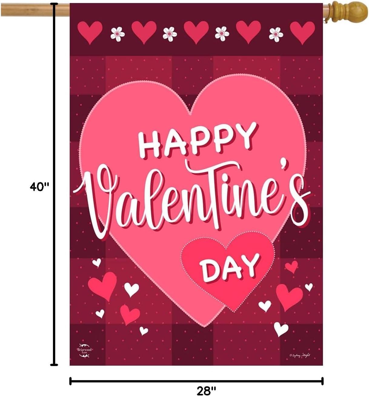 Happy Valentine's Day Double Sided House Flag 40" x 28" Briarwood Lane