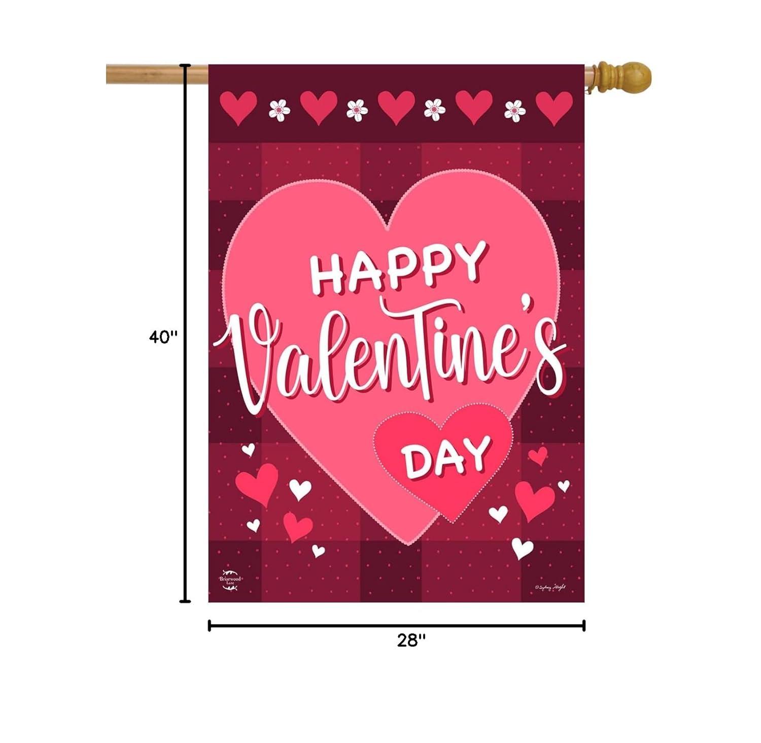 Happy Valentine's Day Double Sided House Flag 40" x 28" Briarwood Lane