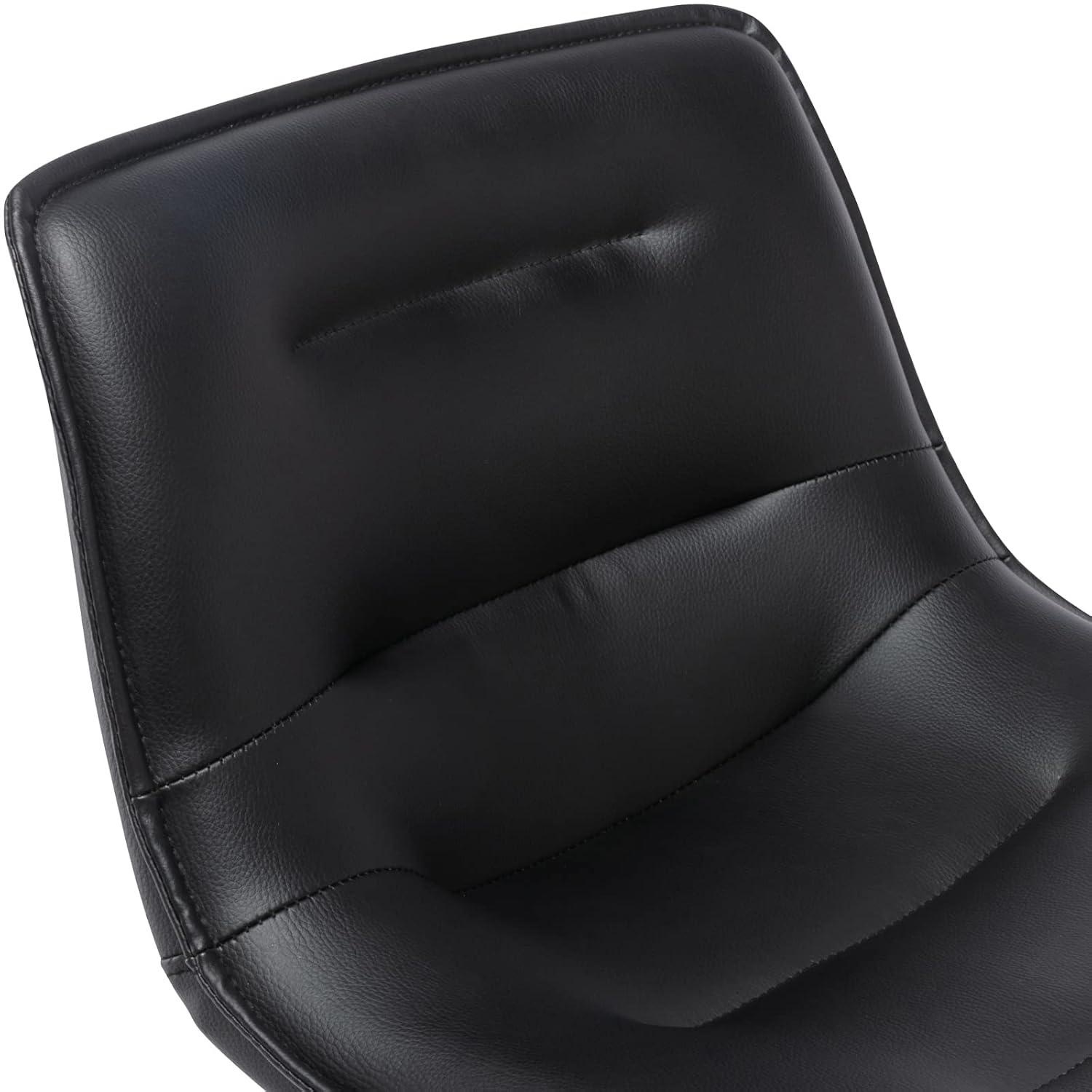 Brage Living Adjustable Bar Stools Set of 2, Modern PU Leather Swivel Counter Height Barstools with Back, Armless Airlift Curved Bar Chairs for Kitchen Dining Cafe (Black, Black Base)