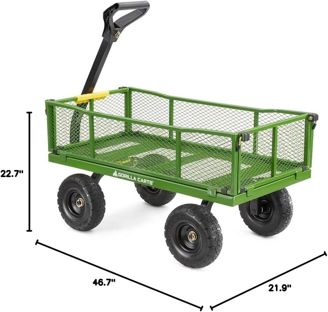 Gorilla Carts GOR400 400-lb. Steel Mesh Garden Cart with 10" Tires