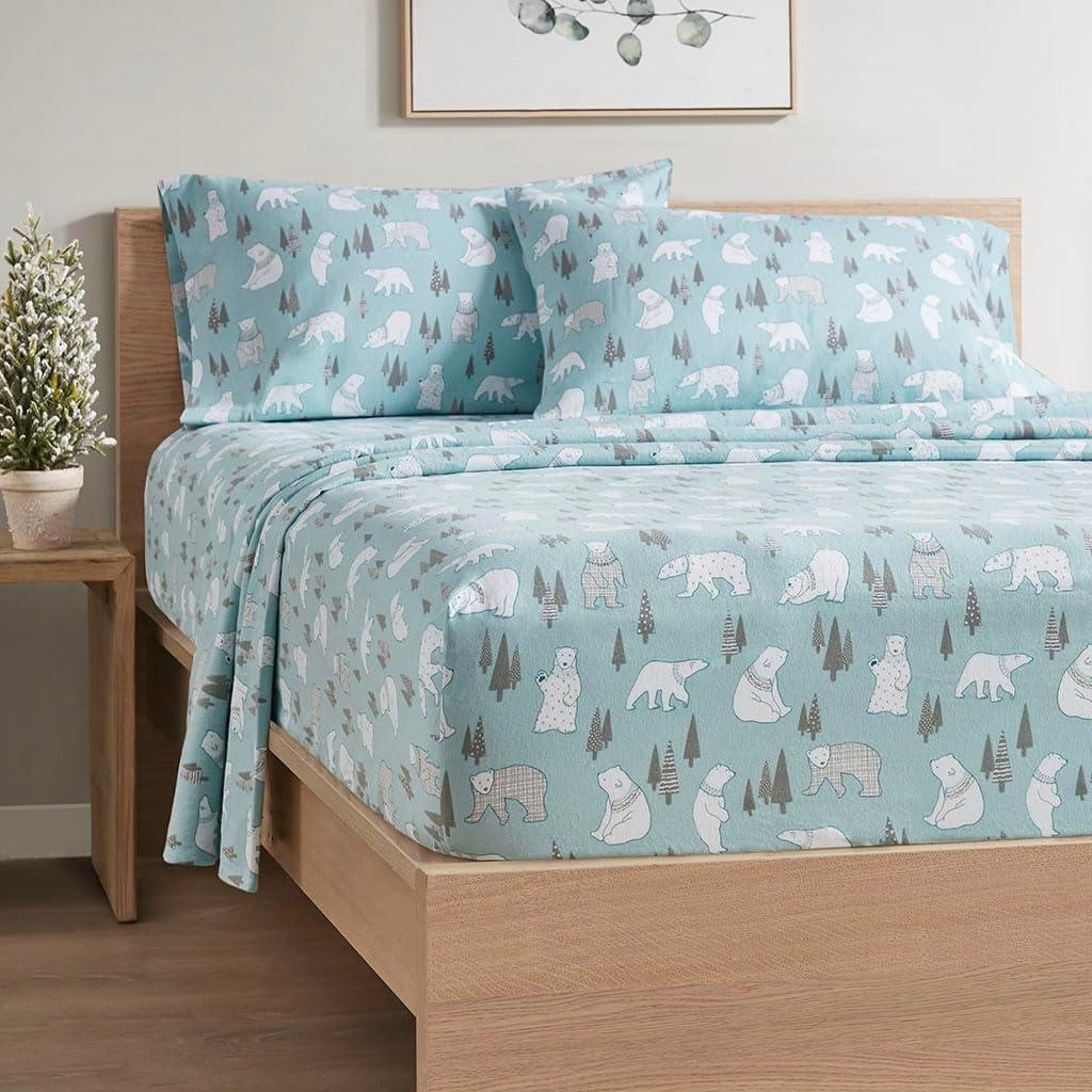 Comfort Spaces Full Sheet Set, Flannel Bed Sheets Full, 100% Cotton Bed Sheets Set with Deep Pocket, 4-Piece