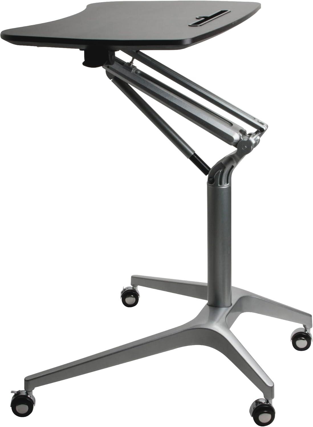 Lorell Black Laminate Top Mobile Laptop Caddy Black Rectangle Top - Powder Coated Base - 28.25" Table Top Width x 18.75" Table Top Depth - 41" Height - Assembly Required