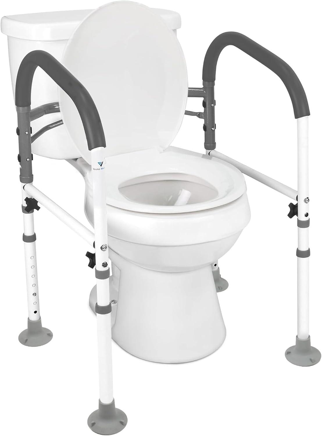 Adjustable Gray Metal Folding Safety Toilet Rail