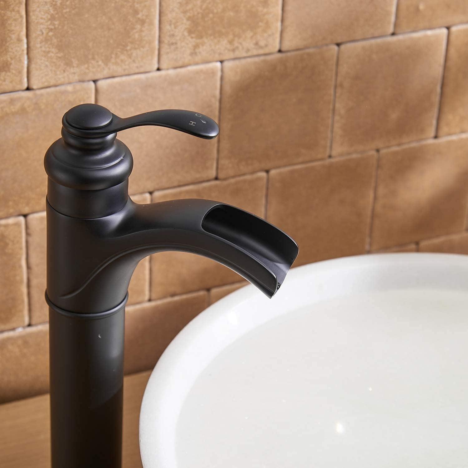 Matte Black Brass Single Handle Waterfall Bathroom Faucet