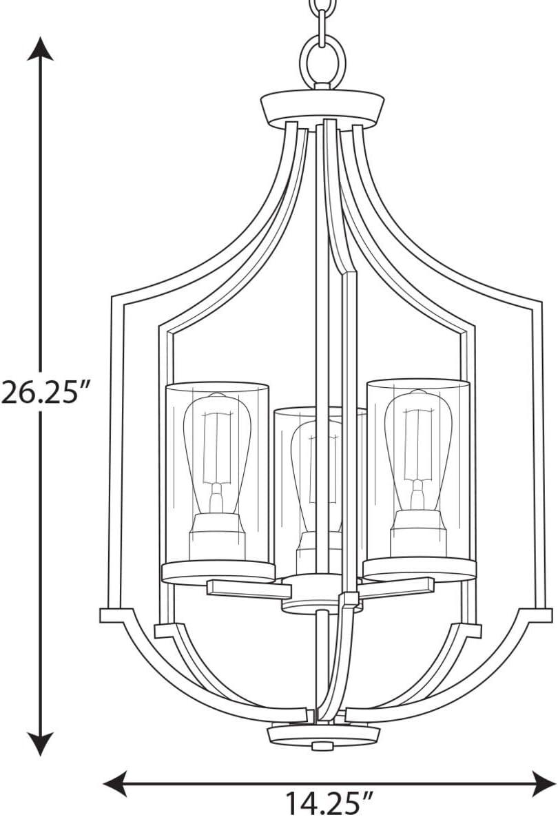 Progress Lighting, Lassiter Collection, 3-Light Foyer, Brushed Nickel, Clear Glass Shades