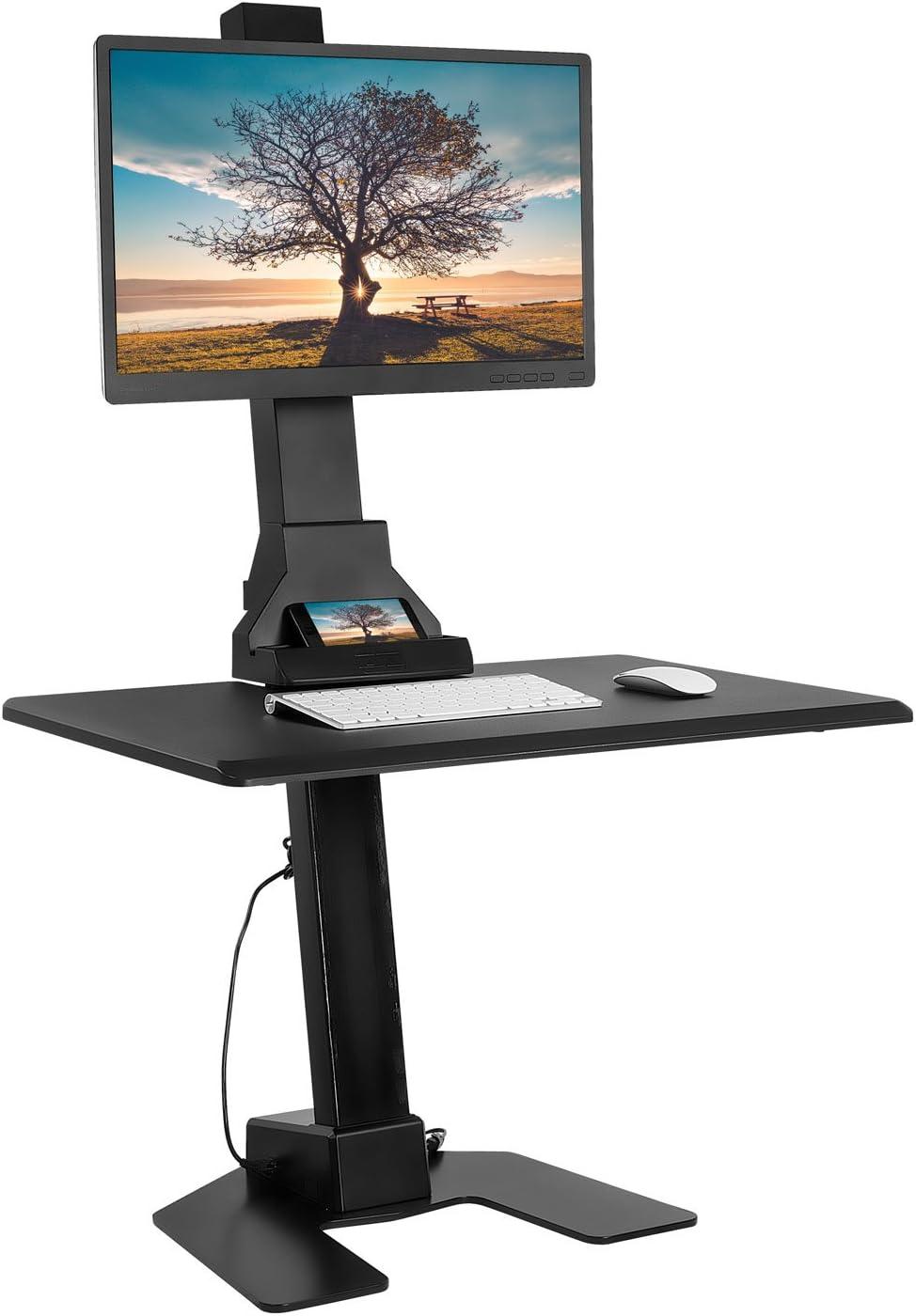 Mount-It Electric Standing Desk Converter, Tabletop Stand Desk w/ Monitor Mount, 28" Wide Platform