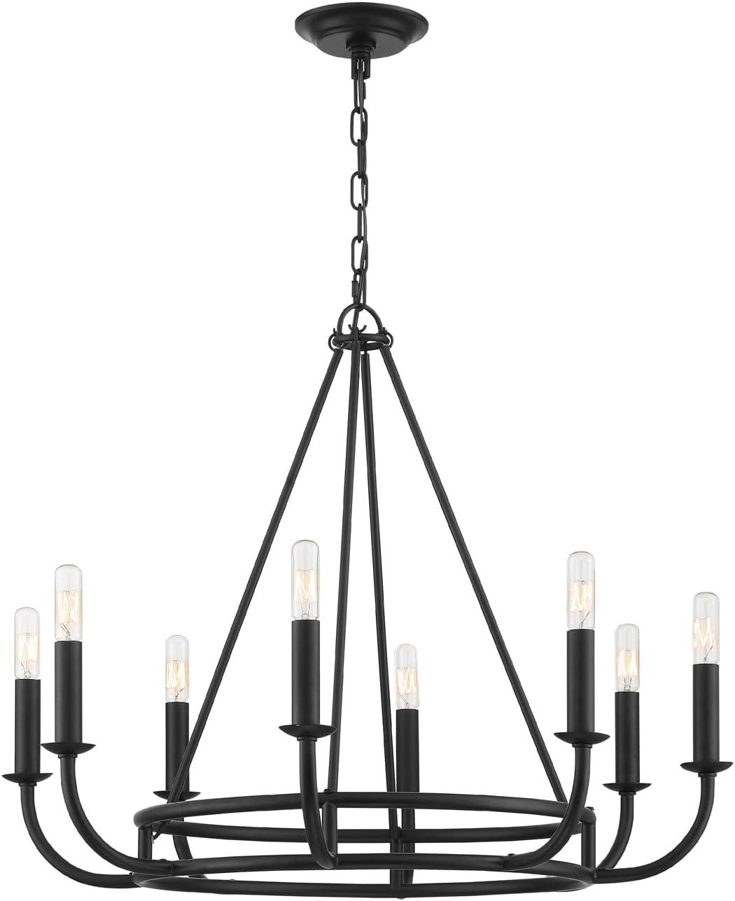 Bailey Matte Black 8-Light Industrial Chandelier