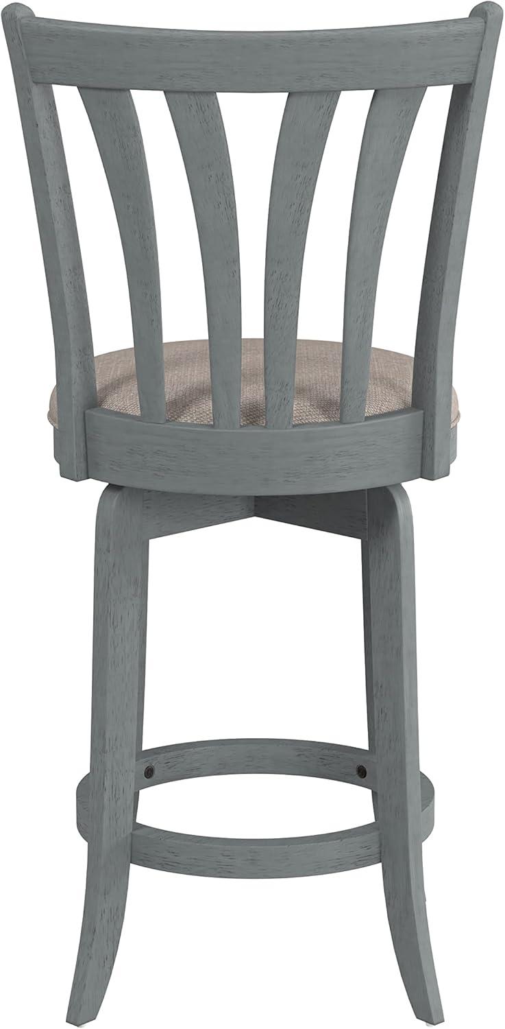 Hillsdale Furniture 25.75" Savana Swivel Counter Height Barstool Blue (Wirebrush)/Cream : Upholstered, Wood Legs, 250lb Capacity