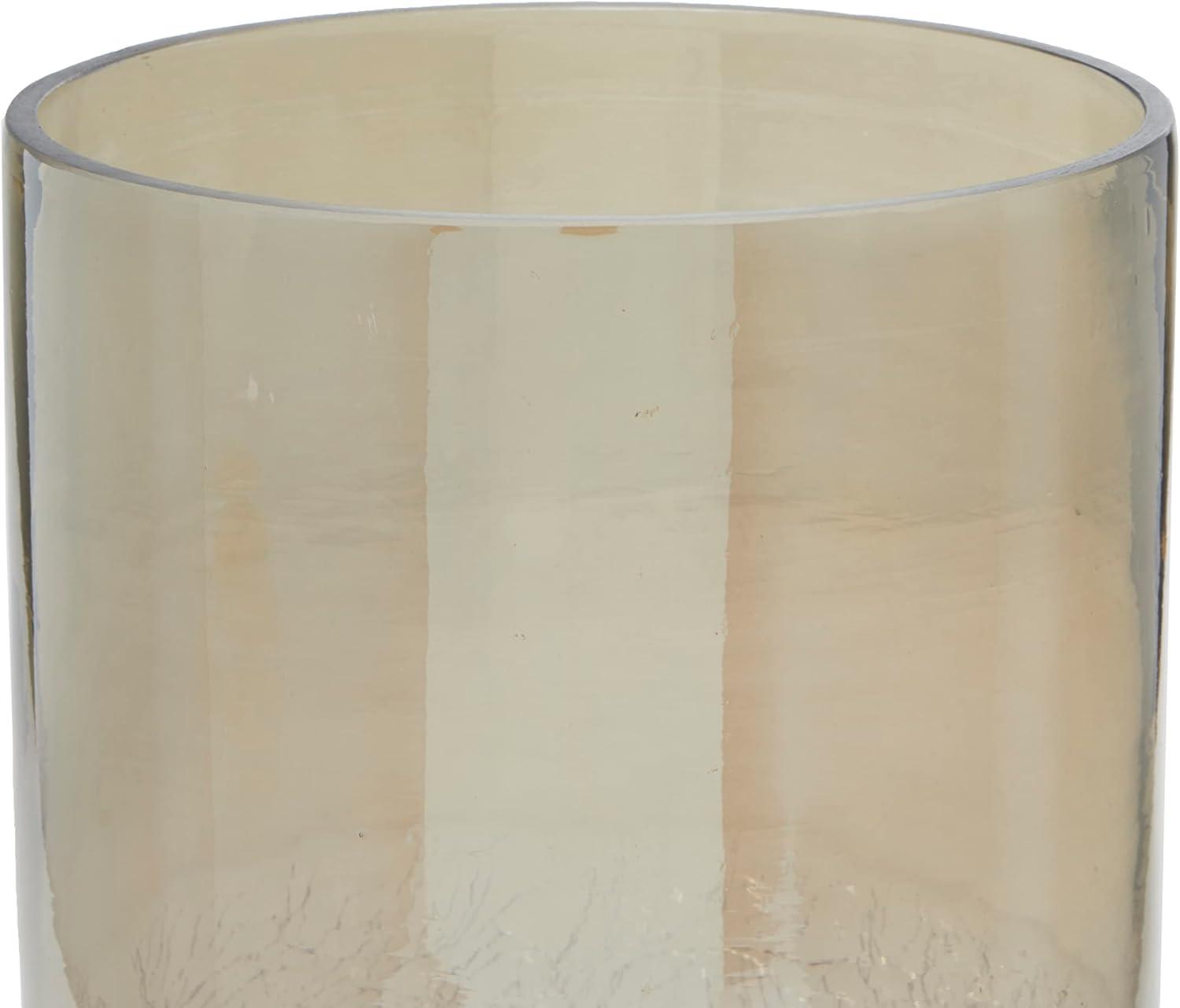 DecMode Gold Glass Handmade Turned Style Pillar Hurricane Lamp with Faux Mercury Glass Finish