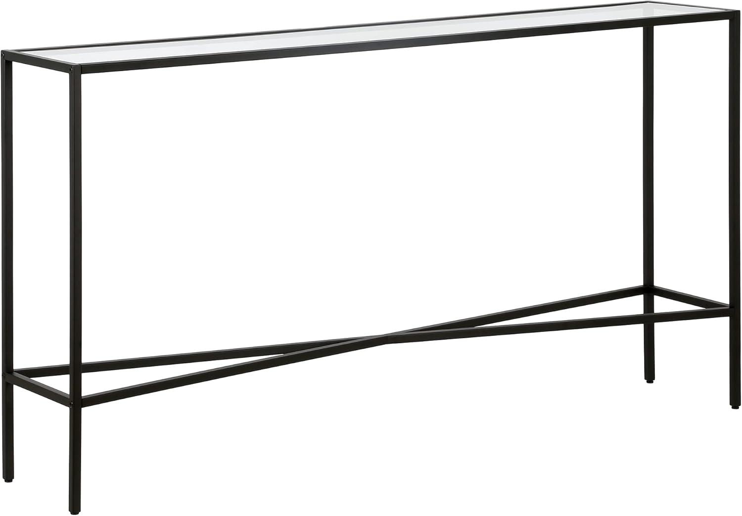 55" Black Bronze Console Table with Glass Tabletop - Henn&Hart