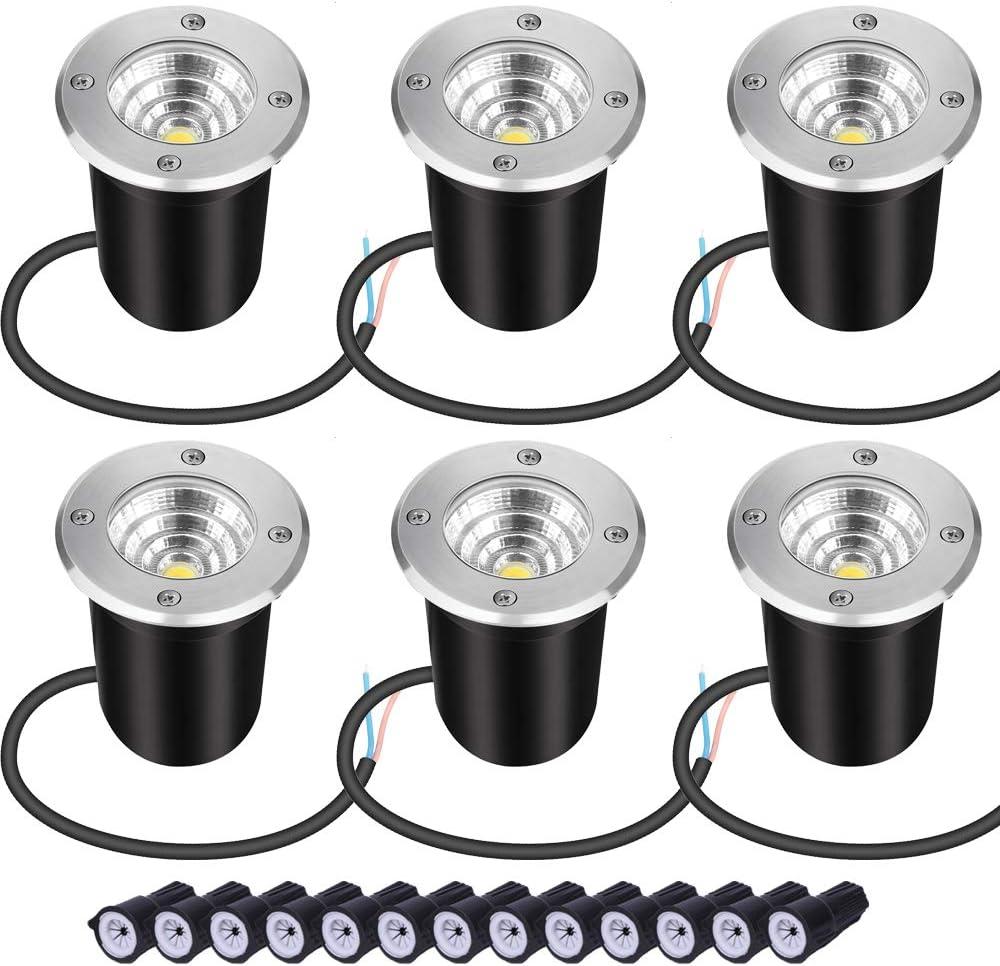 Well Lights Landscape Lighting, Low Voltage Outdoor In Ground Landscape Lights, 5W 12V-24V Waterproof Warm White 3000K Deck Light for Garden, Pathway, Driveway, 8-Pack(Wire Connectors Included)