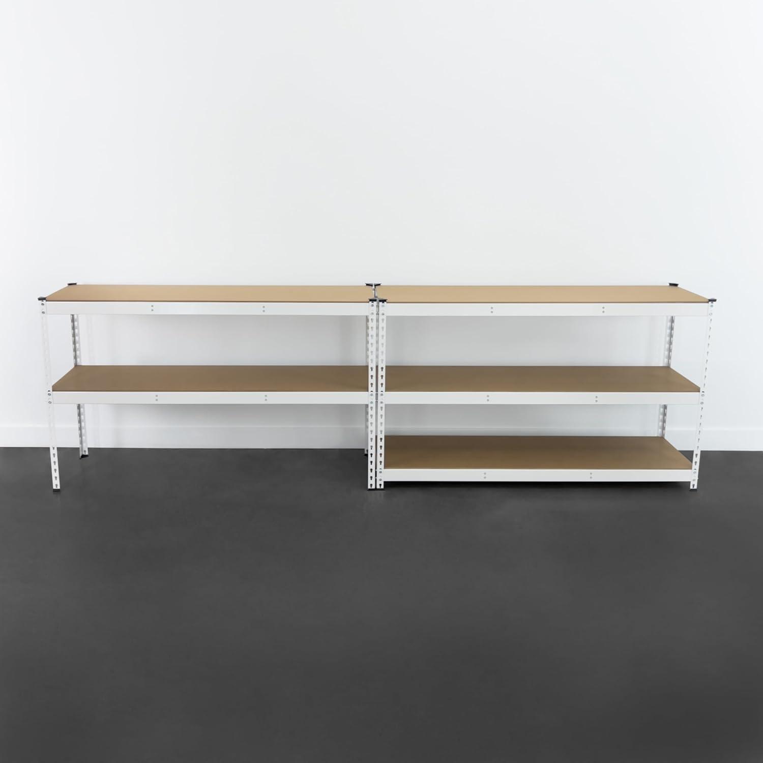 MonsterRax Modular Garage Shelving - 5 Tier Storage Shelves, Tall Metal Rack Shelves for Storage, Heavy Duty Steel Shelf Organizer for Garage, Or Kitchen Pantry (White, 18" x 60" x 72")