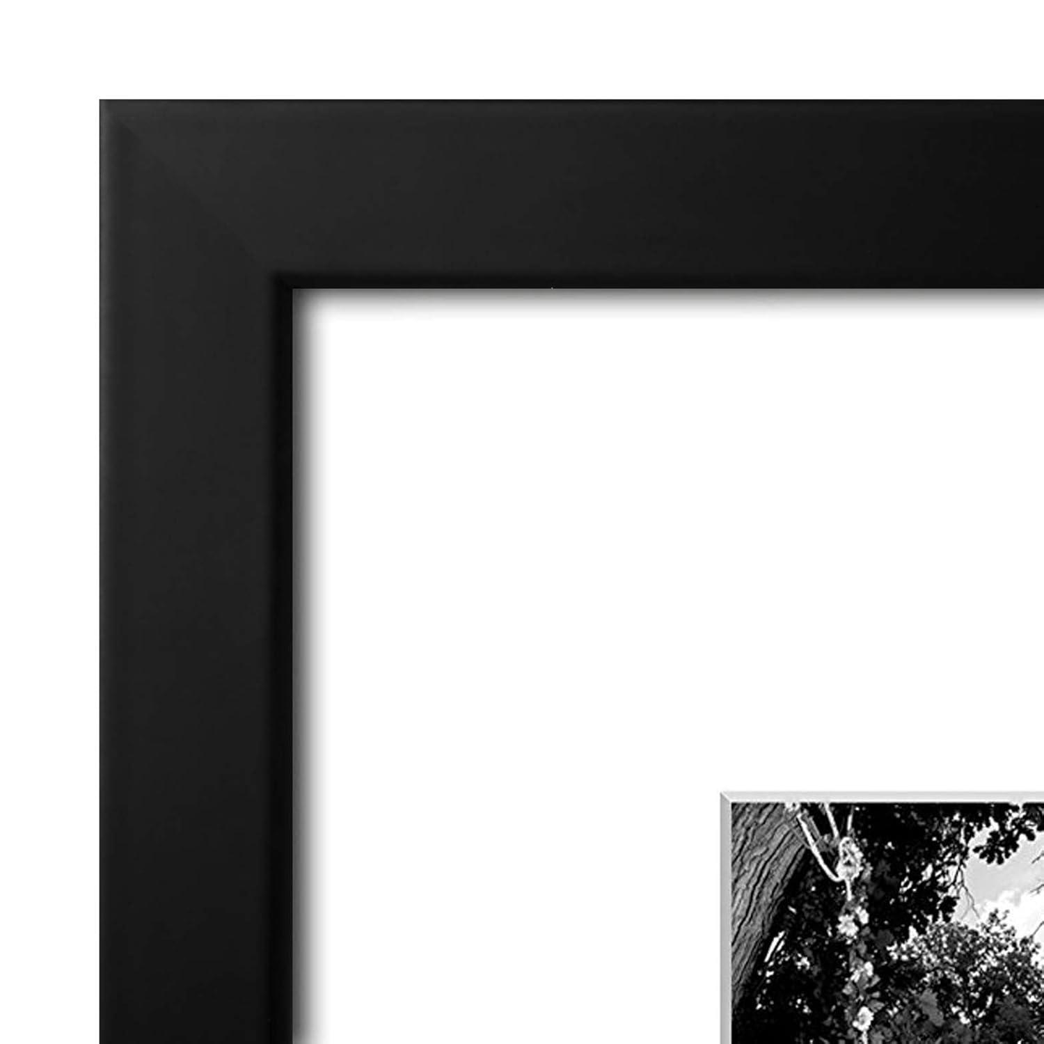 Americanflat 11x14 Picture Frame in Black - Displays 5x7 With Mat and 11x14 Without Mat - Composite Wood with Shatter Resistant Glass