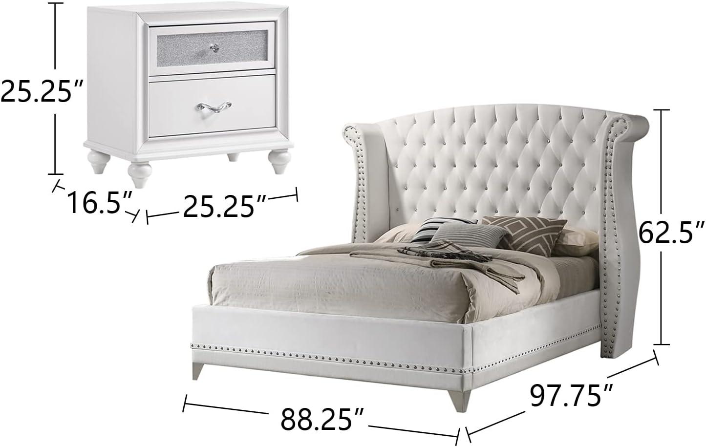 Barzini Upholstered Tufted Bedroom Set White