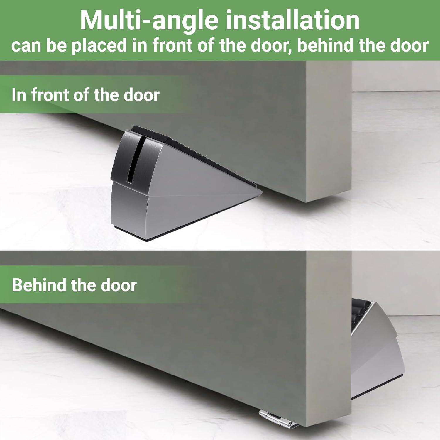 Large Door Stopper - Metal Door Wedge, Tall Door Stopper, Spring Rubber for Extra Strong Grip (Silver, 1 Pack)