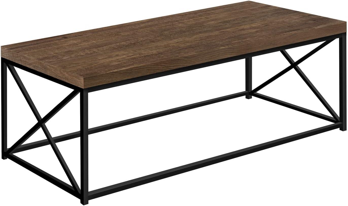 Modern Coffee Table For Living Room Center Table With Metal Frame, 44 Inch L, Taupe Reclaimed Wood-Look / Black