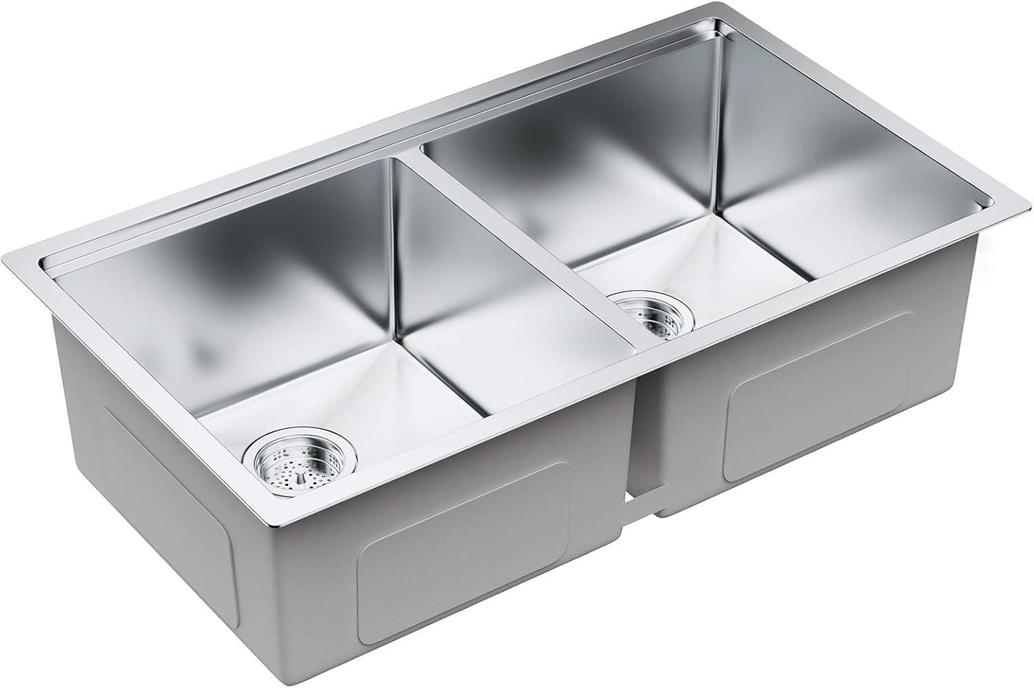 33'' L Undermount Double Bowl Stainless Steel Kitchen Sink