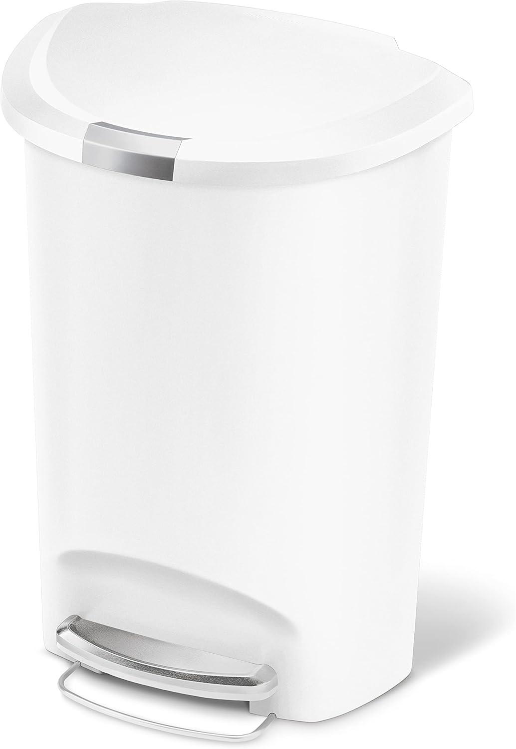 simplehuman 50L Semi Round Plastic Step Trash Can