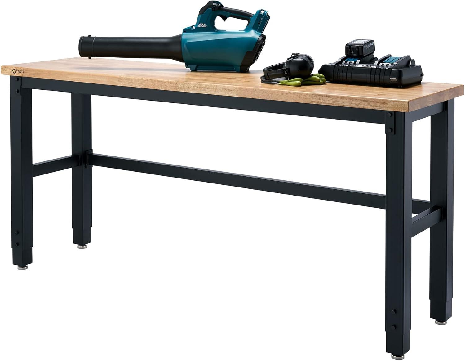 72'' W Solid Wood Top Height-Adjustable Workbench