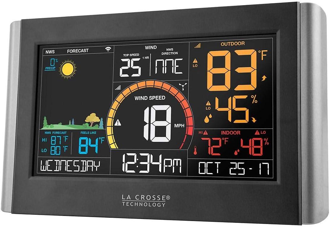 Black Wireless Weather Station with Humidity Sensor and LCD Display