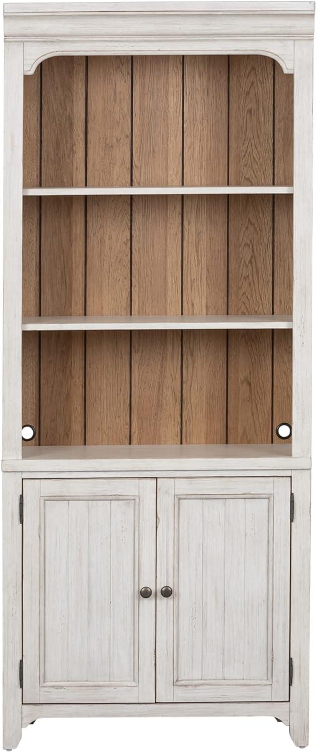 78 in. White and Chestnut Adjustable Farmhouse Bookcase